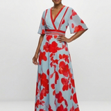 Abigail — Floral Maxi Dress with a V-Neckline