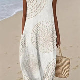 Daisy — Boho Midi Dress with a Painterly Print, Sleeveless