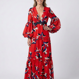 Iris — Long-Sleeve Maxi Dress with a Tie Waist