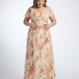 Anna — Short-Sleeve Floral Maxi Dress with a V-Neckline