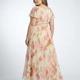 Anna — Short-Sleeve Floral Maxi Dress with a V-Neckline