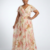 Anna — Short-Sleeve Floral Maxi Dress with a V-Neckline