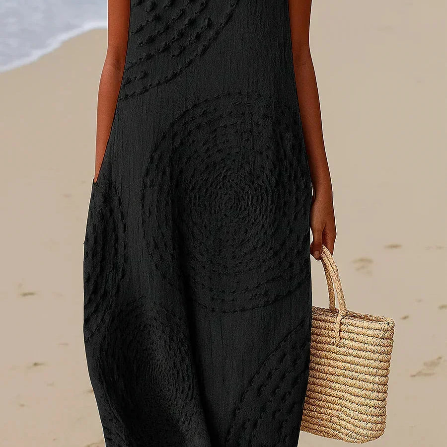 Cicely — Boho Midi Dress with a Painterly Print