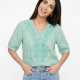 Eloria — V-Neck Cotton Blouse