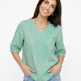 Eloria — V-Neck Cotton Blouse