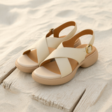 Odile — Cross-Strap Leather Sandals
