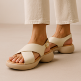 Odile — Cross-Strap Leather Sandals