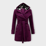 Evelyn — Elegant Hooded Belted Coat