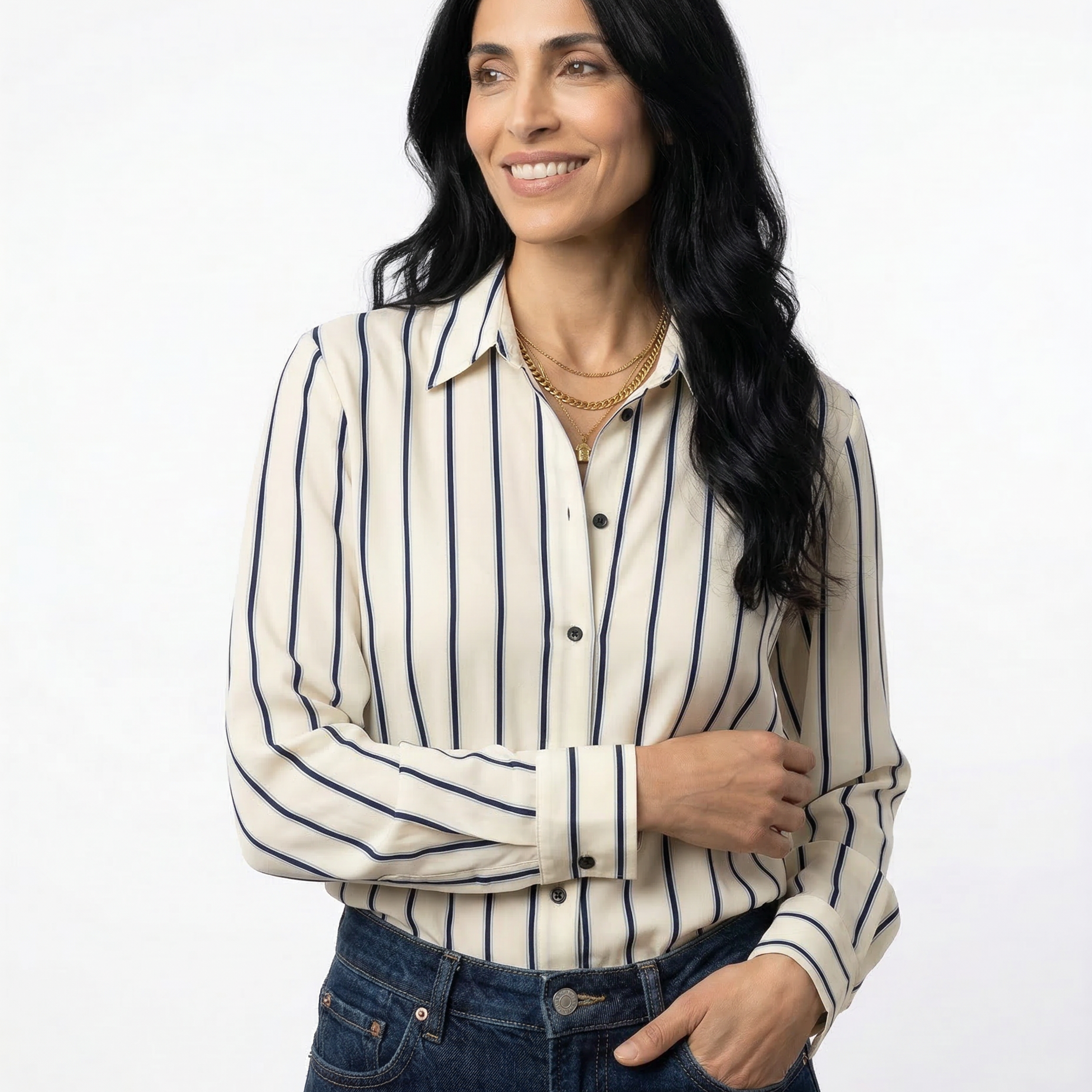 Sloane — Striped Button-Up Shirt