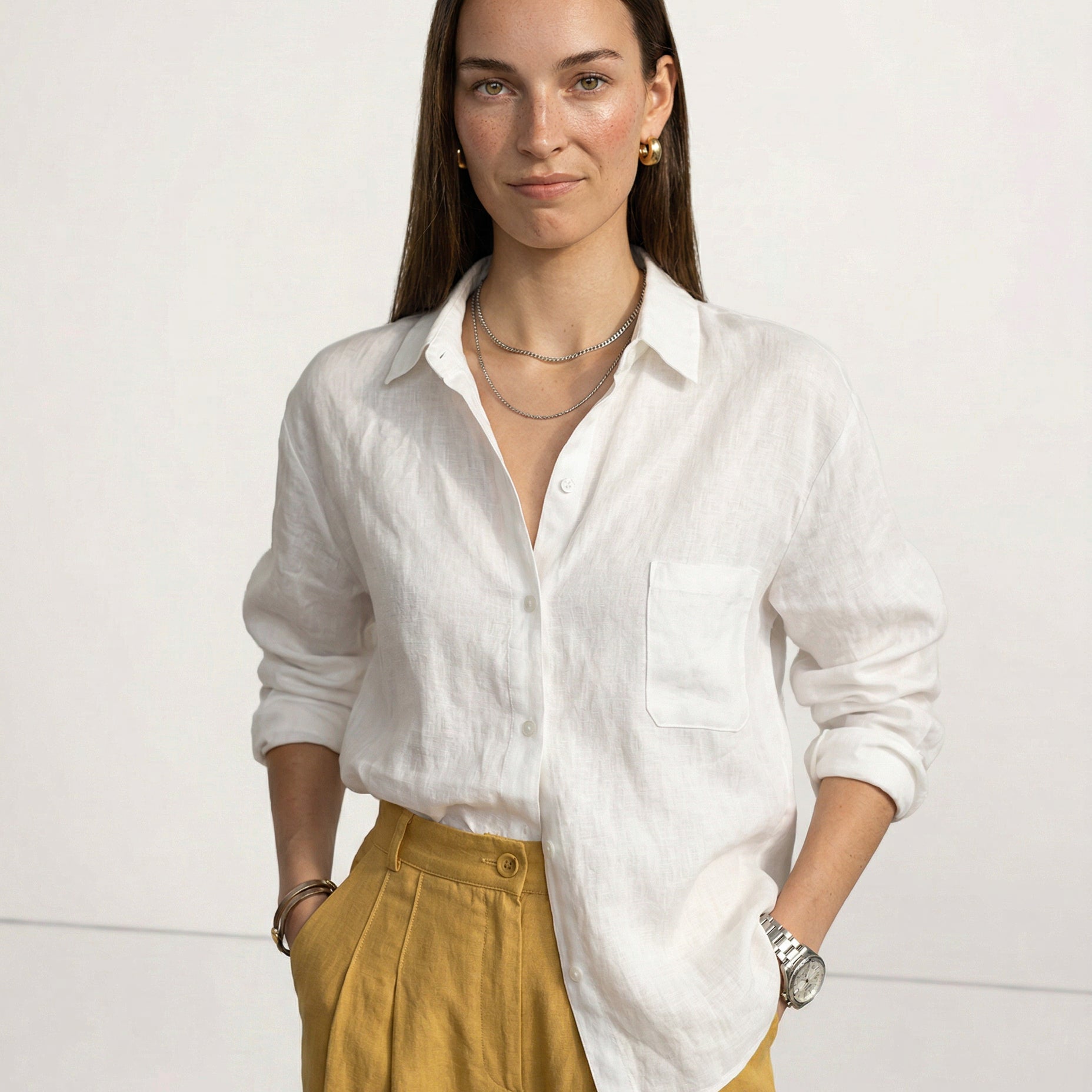 Rowan — Open-Collar Linen Shirt