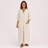 Aisha — White Striped Kaftan
