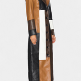 Norelle — Patchwork Leather Trench Coat