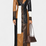 Norelle — Patchwork Leather Trench Coat