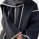 Pauline — Oversized Coat with Integrated Fringe Scarf