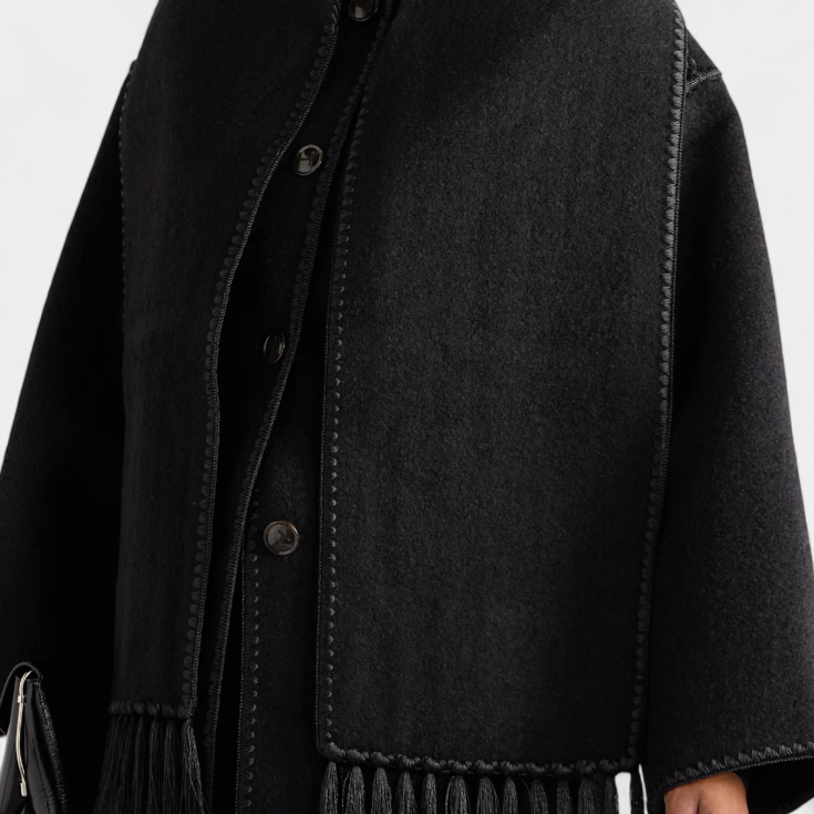 Pauline — Oversized Coat with Integrated Fringe Scarf