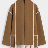 Pauline — Oversized Coat with Integrated Fringe Scarf