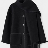 Pauline — Oversized Coat with Integrated Fringe Scarf