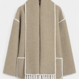 Pauline — Oversized Coat with Integrated Fringe Scarf