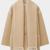 Pauline — Oversized Coat with Integrated Fringe Scarf