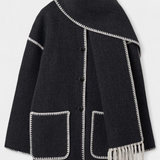 Pauline — Oversized Coat with Integrated Fringe Scarf