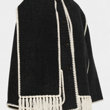 Pauline — Oversized Coat with Integrated Fringe Scarf