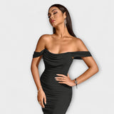 Melinda — Fitted Off-Shoulder Dress with Gathering