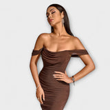 Melinda — Fitted Off-Shoulder Dress with Gathering