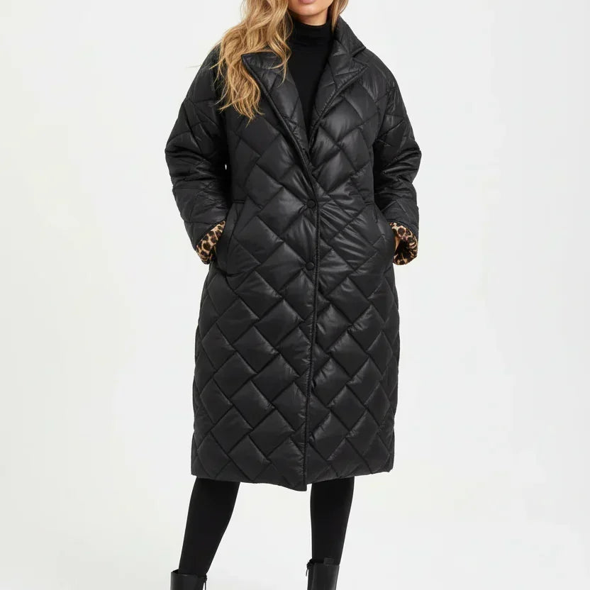 Premium Padded Coat with Leopard-Print Lining