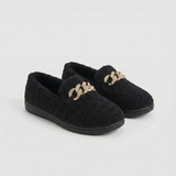 Odessa — Plush Chain-Detail Loafers