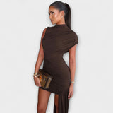 Nancy — Sleek Fitted Dress with a Round Neckline and Pintuck Detail
