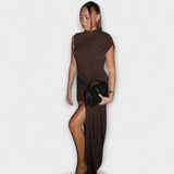Nancy — Sleek Fitted Dress with a Round Neckline and Pintuck Detail