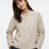 Halston — Linen Polo Pullover