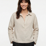 Halston — Linen Polo Pullover