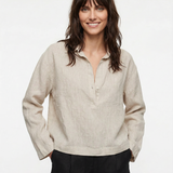 Halston — Linen Polo Pullover
