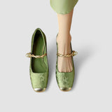Mirabelle — Pearl-Strap Leather Mary Jane