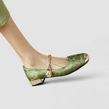 Mirabelle — Pearl-Strap Leather Mary Jane