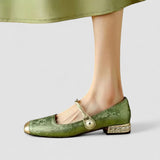 Mirabelle — Pearl-Strap Leather Mary Jane