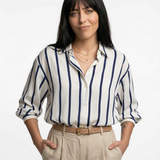 Harlow — Striped Satin Blouse