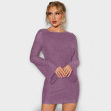 Leah — Backless Dress with Sequins and Long Sleeves
