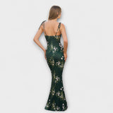 Mila — Ball Gown with floral print and tied straps
