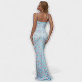 Mila — Ball Gown with floral print and tied straps
