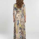Alexandra — Floral-Print Maxi Dress with Three-Quarter Sleeves