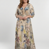 Alexandra — Floral-Print Maxi Dress with Three-Quarter Sleeves