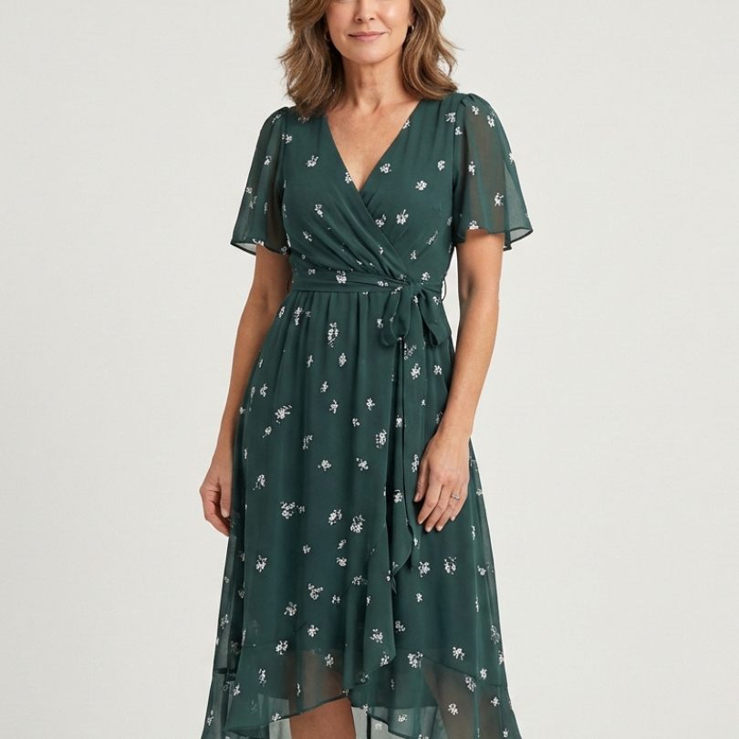 Annabelle — Midi Dress with an Abstract Print
