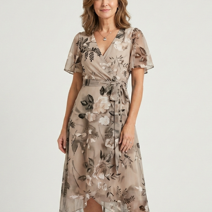 Annabelle — Midi Dress with an Abstract Print