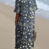 Cassia — Boho Midi Dress with Embroidery