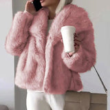 Romy - Pink Cropped Faux Fur Jacket