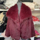 Romy - Burgundy Cropped Faux Fur Jacket