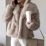 Romy - Light Brown Cropped Faux Fur Jacket