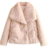 Romy - Light Pink Cropped Faux Fur Jacket